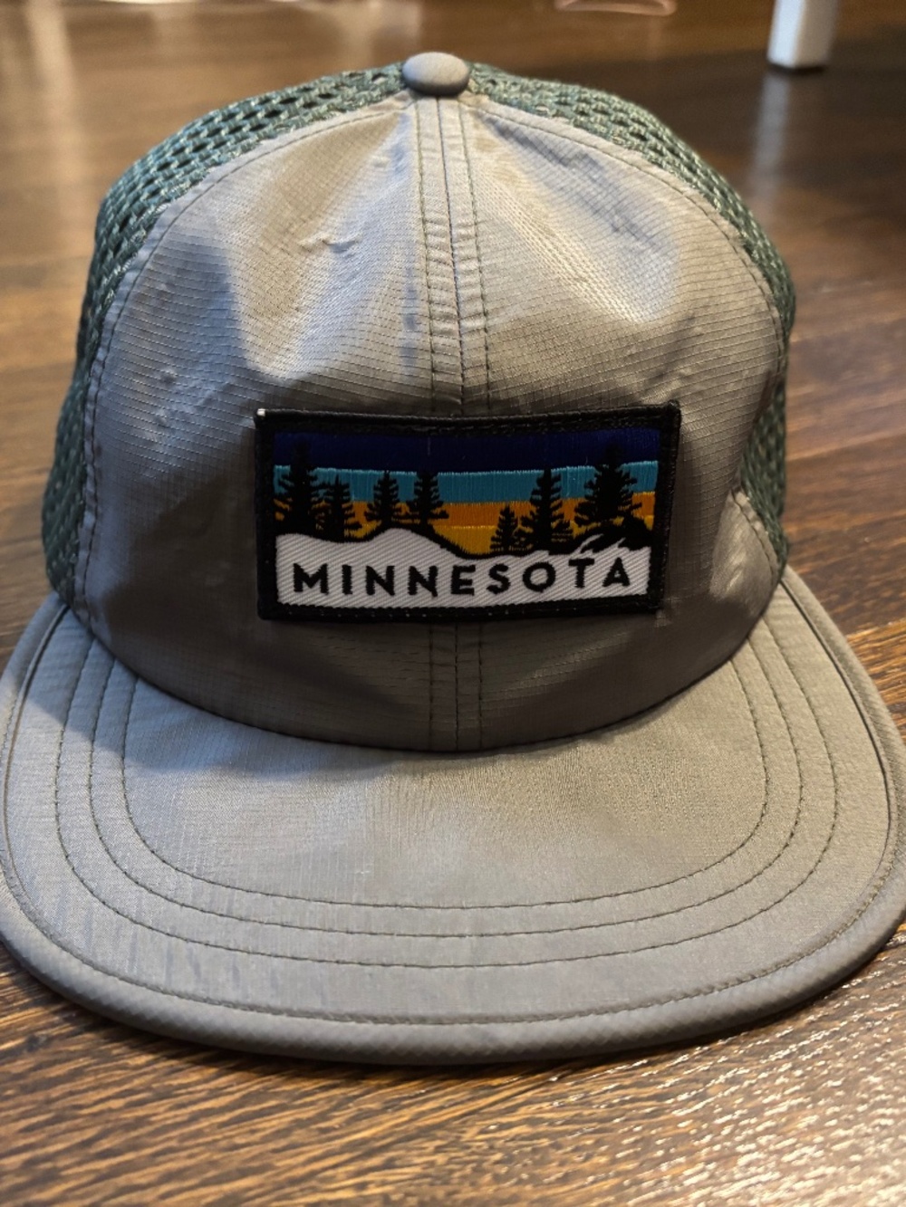 Minnesota Flat Brim Baseball Hat, Green Mesh, Adjustable